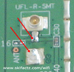 soldier points for antenna on WHR-G125 printed circuit board