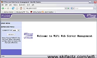 UTStarcom F1000 WiFI SIP phone web based menu