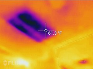 Infrared shot of a ceiling repair job.